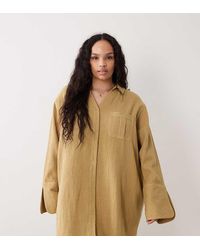 ASOS - Asos Design Curve Double Cloth Mini Shirt Dress With Wide Cuffs And Oversized Pockets - Lyst