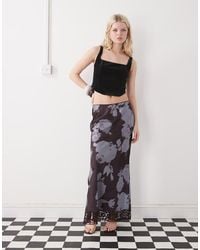 Reclaimed (vintage) - Limited Edition Satin Midi Skirt With Lace Inserts - Lyst