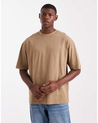 ASOS - Camiseta Marrón Extragrande Básica Con Cuello Redondo Essentials De - Lyst