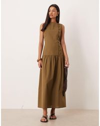 ASOS - Slash Neck Asymmetric Vest Maxi Sundress With Dropped Waist - Lyst