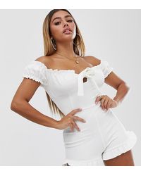Missguided Exclusivité - Combishort style milkmaid - Blanc