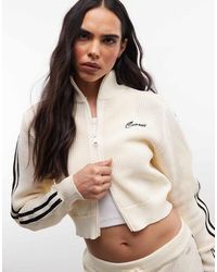 CERNUCCI - Crochet Knit Funnel Neck Double-zip Logo Track Jacket With Taping - Lyst