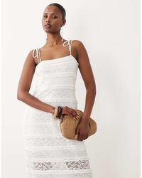 Vero Moda - Stretch Floral Lace Maxi Dress With Tie Cami Straps - Lyst