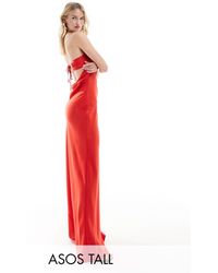 ASOS - Asos design tall - robe longue bandeau coupe en biais en satin avec liens dans le dos - Lyst