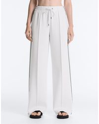 Oysho - Cotton Piqué Straight-leg Trousers With Piping - Lyst