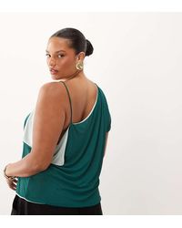 ASOS - Asos Design Curve Double Layer Contrast Mesh Asymmetric Tank Top - Lyst
