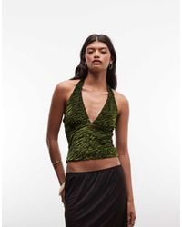 Reclaimed Vintage - Flocked Mesh Cami Halter Top - Lyst
