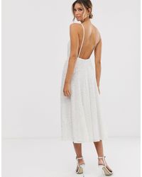 ASOS Eva Embellished Cami Midi Wedding Dress - White