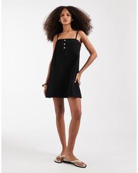 ASOS - Denim Cami Mini Dress With Button Detail - Lyst