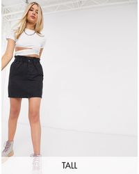 Noisy May Denim Mini Skirt With Paperbag Waist - Black