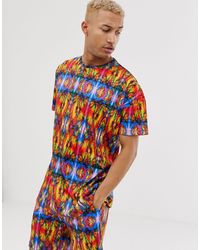 Liquor N Poker Oversized T-shirt Met Neon Kaleidoscope Print - Roze