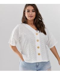 ASOS Oberteil mit Knopfleiste und Lochstickerei - Weiß