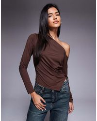 ASOS - Polyamide Slinky One Shoulder Drape Asymmetric Top - Lyst