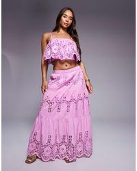 River Island - Broderie Cutwork Maxi Skirt Co-ord - Lyst