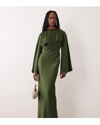 ASOS - Asos Design Tall Flute Sleeve Draped Maxi Dress - Lyst