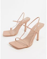 public desire rayelle square toe heeled sandals in beige