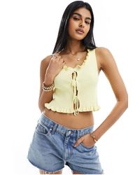 ASOS - Knitted Sleeveless Lace Up Tank Top - Lyst