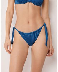 Calzedonia - Shiny Satin Side-Tie Brief Bikini Bottoms - Lyst
