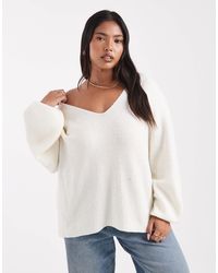 Threadbare - Plus Fluffy V-neck Slouchy Jumper - Lyst