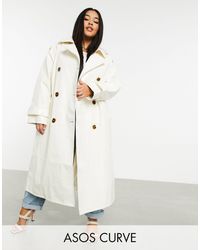 ASOS ASOS DESIGN Curve - Trench-coat en vinyle effet croco - Blanc