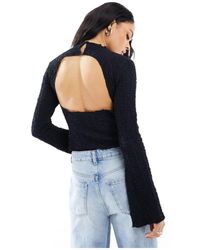 ASOS - Textured Top With Grown On Neck And Angels Sleeves - Lyst