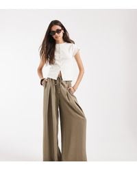 ASOS - Asos Design Tall Textured Wide Leg Pants With Tie Waist - Lyst