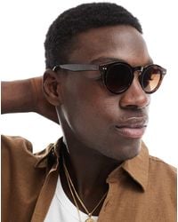 ASOS - Round Sunglasses With Tortoiseshell Frame And Smoke Lens - Lyst