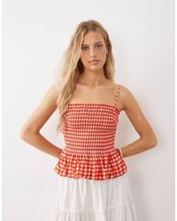 Free People - Sundance Shirred Strappy Top - Lyst