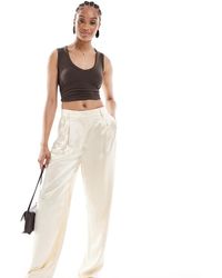 ASOS - Pantalones De Sastre Blanco Con Pernera Recta De Satén De Asos Design Tall - Lyst