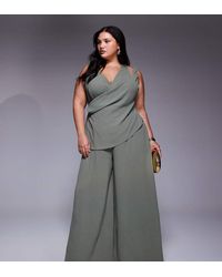 ASOS - Mono Largo Escotado De Pernera Ancha Con Múltiples Tiras De Asos Design Curve - Lyst