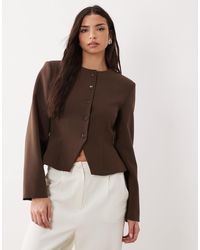 ASOS - Blazer cintré à basque - marron - Lyst