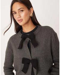 Brave Soul - Cardigan With Velvet Bow Detail - Lyst