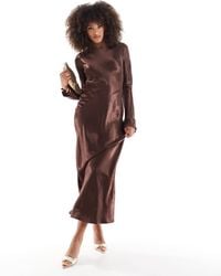 ASOS - Satin Angel Sleeve Low Back Maxi Dress - Lyst