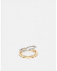 ASOS - Ring With Mixed Metal Double Band Design - Lyst