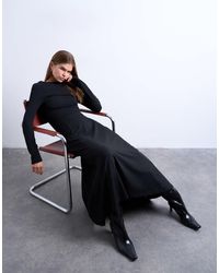 TOPSHOP - Long Sleeve Scoop Back A-Line Maxi Dress - Lyst