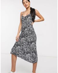 Motel Halflange Cami-jurk Met Dijsplit En Zebraprint - Meerkleurig