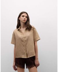 Intimissimi - Plain-Weave Linen Short-Sleeved Shirt - Lyst