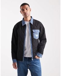 HUGO - Ebey Denim Trim Quilted Relaxed Fit Shirt Jacket - Lyst