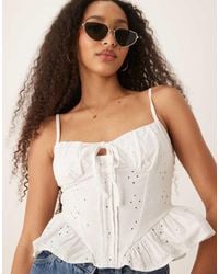 ASOS - Gathered Bust Peplum Hem Tie Front Cami Top - Lyst