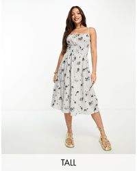 Vero Moda - Shirred Waist Cami Midi Dress - Lyst