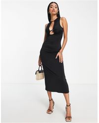 ASOS - Slinky Midi Dress With Keyhole Cut Out Detail - Lyst