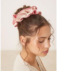 ASOS - Scrunchie With Gingham And Broderie Design - Lyst
