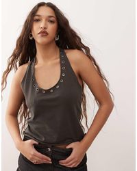 Weekday - Top Allacciato Al Collo Sbiadito Con Occhielli - Lyst