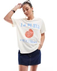 ASOS - Linen Look Regular Fit T-shirt With Shell Graphic - Lyst