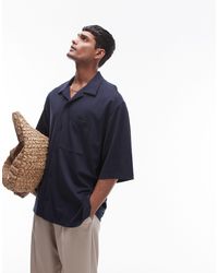 TOPMAN - Premium Extreme Oversized Fit Button Through Jersey Polo - Lyst