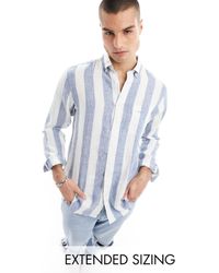 GANT - Camisa blanca y azul a rayas llamativas con logo - Lyst