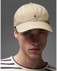 Tommy Hilfiger - Cappellino Kaki Slavato Con Logo A Bandiera - Lyst
