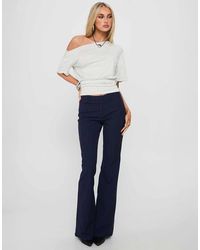 Princess Polly - Kinkirk Mid Rise Slim Fit Button Detail Flared Tailored Trousers - Lyst