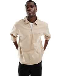 ASOS - Heavyweight Short Sleeve Sweatshirt With Half Zip - Lyst