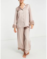 Lindex Pijama con solapas y ribetes - Neutro